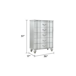 Stile tradizionale punto di riferimento cassa in legno a 5 cassetti con tiranti per cassetti in metallo argentato per armadi da soggiorno - Product Image 2