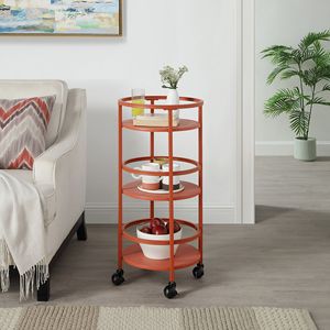Carrello da Cucina Rotondo Rosso a 3 Ripiani con Ruote, 32 Pollici - Product Image 3