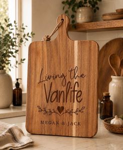 Elegant Wooden Chopping Block Engraved Slogan Rectangular With Wooden Handle Kitchenware Cutting <b>Board</b> By Universal Overseas - Product Image 5