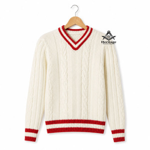 Vêtements de la sororité grecque Delta Sigma, insignes maçonniques héritages, cardigan universitaire texturé brodé, pulls en coton blanc et rouge - Product Image 1