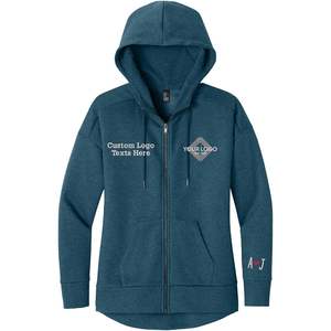 Women's Custom DT1104 Embroidery Logo Hoodie Perfect Weight Fleece with <b>Zip</b> <b>Ups</b> Ink Stitch Design - Product Image 3