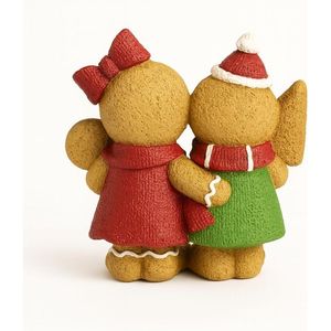 Statuette in Resina di Coppia di Omino di Pan di Zenzero per Decorazioni e Giocattoli Natalizi - Product Image 2