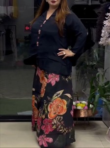 AARYA 2026 Vestido de Verano Nuevo, Bonito y Moderno, Informal, de Seda Romana con Estampado Floral, Lavable, Mini, Holgado, Estilo Occidental, para Mujer, con Mangas Largas - Product Image 4