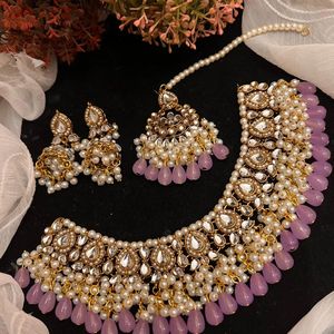 Fashion Artificial Jewellery Gold Plated Stainless Steel Luxury Small Pearl <b>Beaded</b> Necklace and Earring Jewelry <b>Sets</b> for Women - Product Image 3