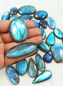 Cabochons de labradorite bleue de haute qualité, pierres précieuses naturelles faites à la main, pierres brutes polies à la main pour la fabrication de bijoux - Product Image 5