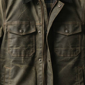 Men's <b>Canvas</b> Workwear <b>Jacket</b> Green Turn-down Collar Zipper Closure Washed Finish Autumn Regular Fit Solid Pattern Pockets - Product Image 4