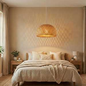 Vietnam Natural Handwoven Bamboo Pendant <b>Light</b> Rattan Ceiling Lamp Eco Friendly Home Dining Room Lighting Supplier Factory - Product Image 2