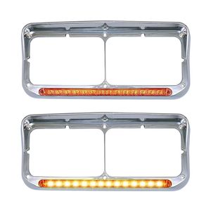 Sistemi di Illuminazione per Camion Kenworth T400 T600 T800 W900B W900L Peterbilt, 2 Cornici Cromate per Fari, Luce LED Ambra da 12 Pollici, Luce per Visiera - Product Image 1