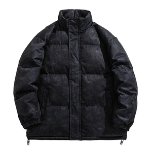 Men's Winter Washed Polyester Puffer Jacket Full Sleeve Windproof <b>Coat</b> for Adults - Product Image 3