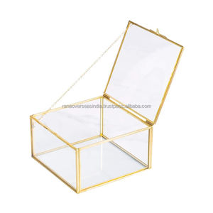 Gran oferta, caja de latón ecológica y vidrio transparente, joyero cuadrado pequeño con tapa de enganche, ideal para anillo de oreja y más - Product Image 2