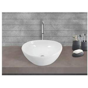 Glossy white floating ceramic wash basin rectangular 430x350x175mm wall hung semi pedestal versatile - Product Image 5