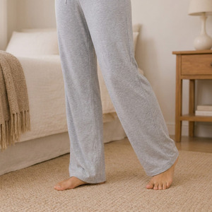 Pantalones de Pijama de Maternidad para Mujer, Corte Recto, Largos, Color Gris Sólido, Algodón Transpirable, Color Natural de Primavera - Product Image 5