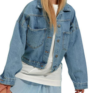 Chaqueta vaquera holgada de mujer OEM/ODM con botones, estilo grunge, lavada y desgastada, versátil y a la moda - Product Image 5