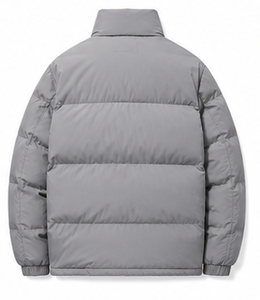 เสื้อแจ็คเก็ตพัฟเฟอร์ผู้ชายสีเทา คอตั้ง ซิปปิด ทรงปกติ - Product Image 2