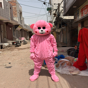 SHIVA TAILOR Disfraz de Mascota de Oso de Peluche Rosa Elegante, Traje de Personaje de Cuerpo Completo de Felpa para Adultos, Festivales, Promociones, Temáticas - Product Image 1
