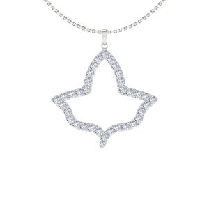 Large Silver Leaf <b>Necklace</b> White Crystal Pendant Women Elegant Fashion Jewelry <b>Statement</b> <b>Necklace</b> Gift Accessory Daily Wear - Product Image 1