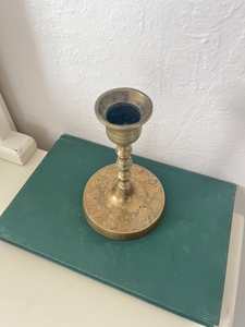 Vintage Brass Etched <b>Candlestick</b> <b>Holder</b> Decorative Engraved Brass Taper Candle Stand Antique Style Tabletop Candle <b>Holder</b> - Product Image 1