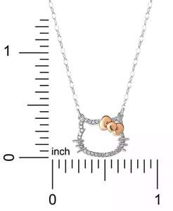Hello Kitty collana pendente con Silhouette di diamanti (1/20 ct. T. w.) in oro bianco e rosa 10k, estensore 16 "+ 2" | Macacy's - Product Image 5