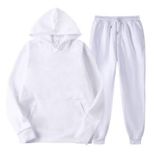 Ensemble de survêtements en molleton streetwear pour hommes, avec sweat à capuche et pantalon de survêtement, broderie et logo personnalisé, imprimé, à enfiler - Product Image 1
