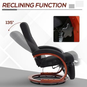 Modern Black Manual Recliner Chair Swivel Adjustment Padded Leather Arms <b>Footrest</b> Electric Wood Base Sponge for Living Room - Product Image 4