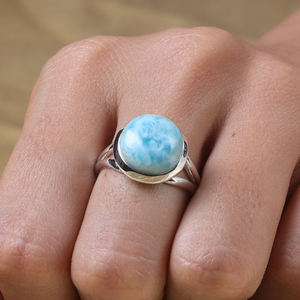 แหวนลาริมาร์ธรรมชาติ หินสีน้ำเงิน เครื่องประดับเงิน ขายส่งจำนวนมากจากผู้ผลิต - Product Image 4