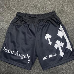 Pantalones Cortos de Baloncesto Tejidos para Hombre, de Secado Rápido, Estampados, Deportivos, con Cordón Ajustable, Informales, para Entrenamiento, con Letras - Product Image 1