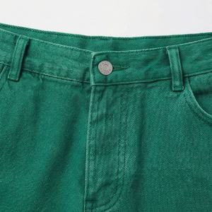 กางเกงยีนส์ขาสั้นผู้ชายแบบฟอกกรด แต่งผ้าปะติด ตะเข็บสีสดใส ทรงหลวม ขากว้าง สไตล์วินเทจ ลำลอง แฟชั่น - Product Image 4