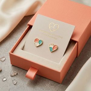 Pendientes Esmaltados Estilo Y2K con Corazones Coloridos Pintados a Mano, Pendientes de Corazón de Lujo en Color Contrastante para la Moda de Verano - Product Image 3