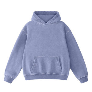 Sudadera con Capucha de Invierno de Color Sólido, de Secado Rápido, Estilo Casual Urbano, con Hombros Caídos, Transpirable, Ecológica, de Forro Polar Tejido, con Lavado Ácido - Product Image 1