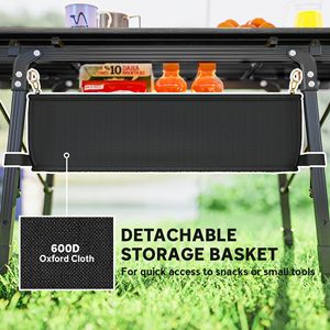 <b>Small</b> 3ft Aluminum <b>Folding</b> <b>Table</b> for Outdoor Portable Camping Picnic BBQ with Storage Carry Bag Black - Product Image 3