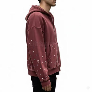 เสื้อฮู้ดดี้ผู้ชายแบบสั่งทำพิเศษ ประดับด้วยคริสตัล สำหรับใส่ในฤดูหนาว ใช้ได้ทั้งในและนอกบ้าน สไตล์สตรีทแวร์ - Product Image 4