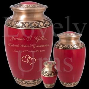 Urnas funerarias color rojo cereza al por mayor en 3 tamaños, medianas para adultos, contenedor para cenizas conmemorativas. - Product Image 2