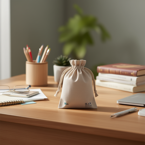 Borsa Multiuso ILAN 13x18cm Colore Naturale 2pz Sacchetto Portaoggetti in Cotone e Lino - Product Image 3