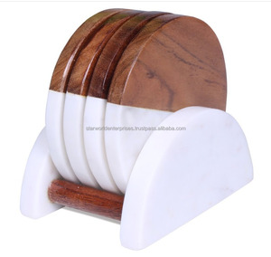 Posavasos de madera de acacia Bandeja posavasos de piedra Taza de bebida de madera de acacia Posavasos de madera para café Té Cerveza Logotipo personalizado - Product Image 6