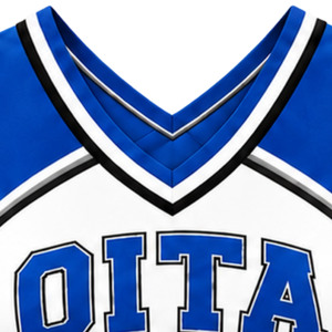 Royal Blue <b>White</b> Black Womens Sleeveless V Neck Cheerleading <b>Crop</b> Top Athletic Performance Team Cheer Uniform Competition Sports - Product Image 6