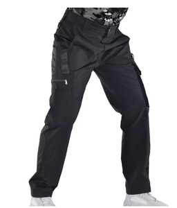 Pantalon cargo tactique noir pour homme, plusieurs poches, séchage rapide, style vêtements de travail, taille élastique, fermeture éclair, pour l'été - Product Image 1