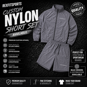 REXFIT SPORTS 2026 Ensemble de survêtement gris personnalisé en nylon, veste coupe-vent légère et short, vêtements de sport à marque privée - Product Image 1
