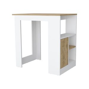 Isola da Cucina Aurora in Bianco e Macadamia con Scomparto Aperto e Armadietto - Product Image 2
