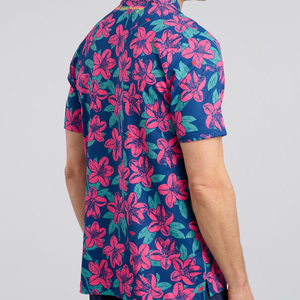 Polo pour homme haut de gamme en mélange polyester-spandex, personnalisable, impression florale, pour le golf en extérieur, vente en gros - Product Image 2