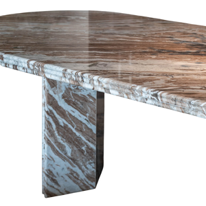 Mesa de Comedor de Lujo para Villa, Hotel o Restaurante, Modelo Sawar Toronto, Forma Ovalada con 3 Patrones de Moldura, Patas de Mármol Acanalado, Natural y Sólido - Product Image 5