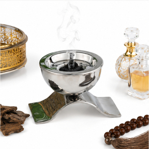 Premium Stainless Steel Bakhoor Burner Modern Abstract Metal Oud Incense Holder Luxury Arabic Mabkhara Luxury Home <b>Decor</b> - Product Image 4