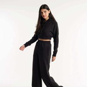Women's Customizable Front Logo <b>Cropped</b> <b>Zip</b>-<b>Up</b> <b>Hoodie</b> with Cotton Blend Fleece Eco-Friendly - Product Image 1