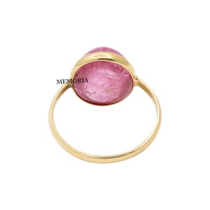 Bague en tourmaline rose naturelle taille ovale, or jaune massif 18 carats, bijoux fins faits à la main pour femme, prix de gros - Product Image 5