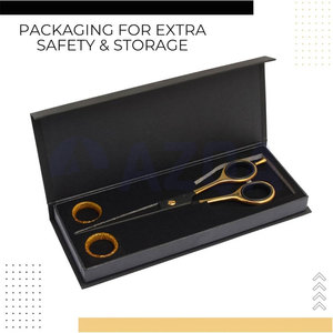 Tijeras Profesionales de Acero Inoxidable para Cortar el Cabello, Punta Redonda, Mango Mediano, Anillos de Soporte para Dedos, Caja Protectora de Almacenamiento - Product Image 6