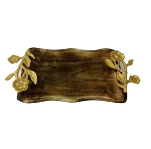 Bandeja Rectangular de Madera Natural Ecológica, Duradera, Moderna y de Alta Calidad para Servir Alimentos con Espacio de Almacenamiento para la Cocina - Product Image 4