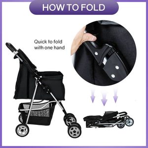 TH-PPS-060 Ventilated Pet Stroller with Mesh Panels Removable <b>Cushion</b> and Easy Fold System for <b>Travel</b> and Storage - Product Image 2