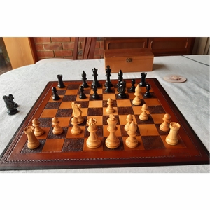Luxury Leather <b>Chess</b> Set Antique Leather Chessboard High End Wooden <b>Chess</b> Pieces Handmade Vintage <b>Board</b> <b>Games</b> for Adults Gift - Product Image 1