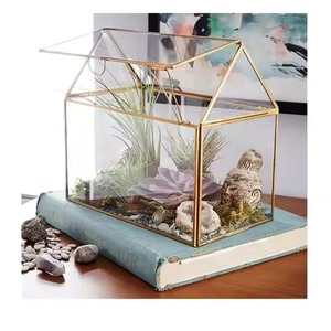 Indoor Planter Metal Terrarium Glass Plant Holder Stylish Geometric <b>Display</b> <b>Case</b> Home Decor - Product Image 1
