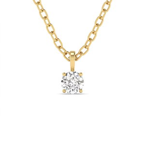 Collier pendentif solitaire en or jaune 14 carats certifié IGI avec diamant rond de 1 carat cultivé en laboratoire, chaîne à maillons D VVS, bijoux de mariée - Product Image 5