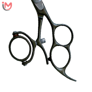 OEM Service Professional Beauty Scissors 3-Hole Barber Hair Styling Tool Removable Steel Finger <b>Ring</b> Sharp <b>Titanium</b> Coated <b>Black</b> - Product Image 4